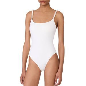 Kate Spade New York Womens String of Pearls One-Piece Swimsuit M Cream  NWT $178